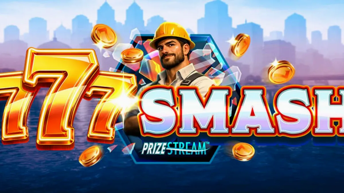 Isang visual na paglalarawan ng 777 Smash slot na nagpapakita ng wrecking ball at construction site theme.